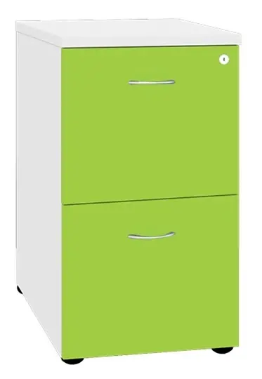 LKR - 2  dřevěná kartotéka A4, 2-zásuvková, centrální zámek, korpus bílá/čílka jarní zeleň